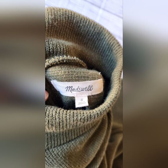 NWOT Madewell MockNeck Button Back Sweater Top Size Small in Green - Picture 5 of 14